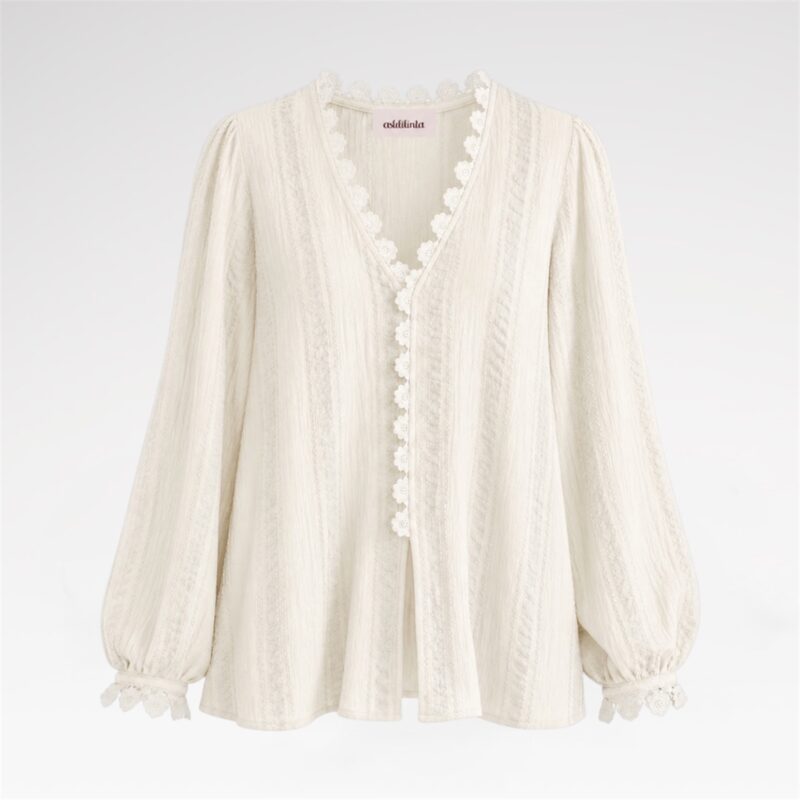 Hand-Crocheted Cotton Blouse