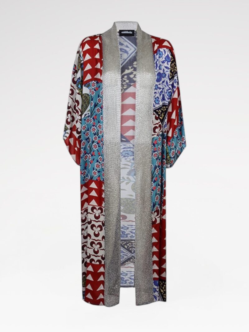 Mosaic-print long robe