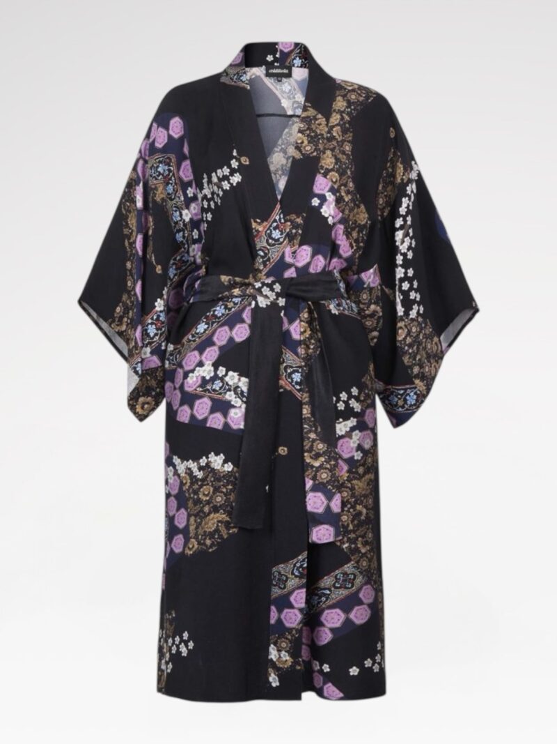 Printed vegan-silk robe