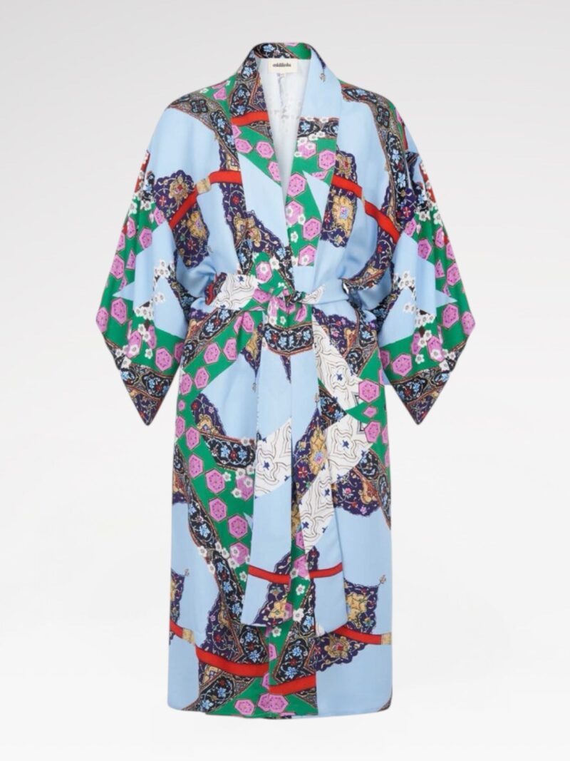 Printed vegan-silk robe