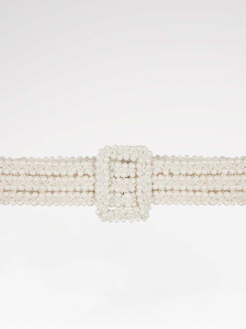 Hand-Embroidered Pearl-Embellished Belt