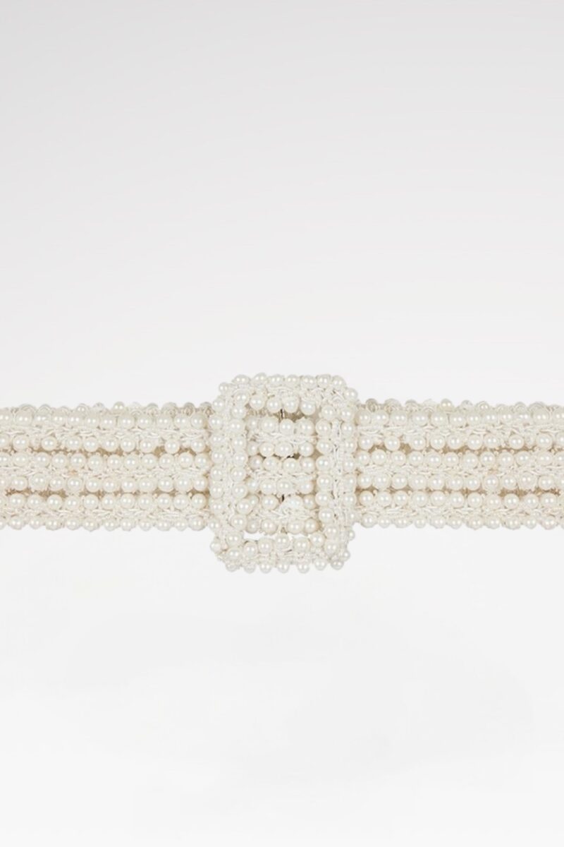 Hand-Embroidered Pearl-Embellished Belt