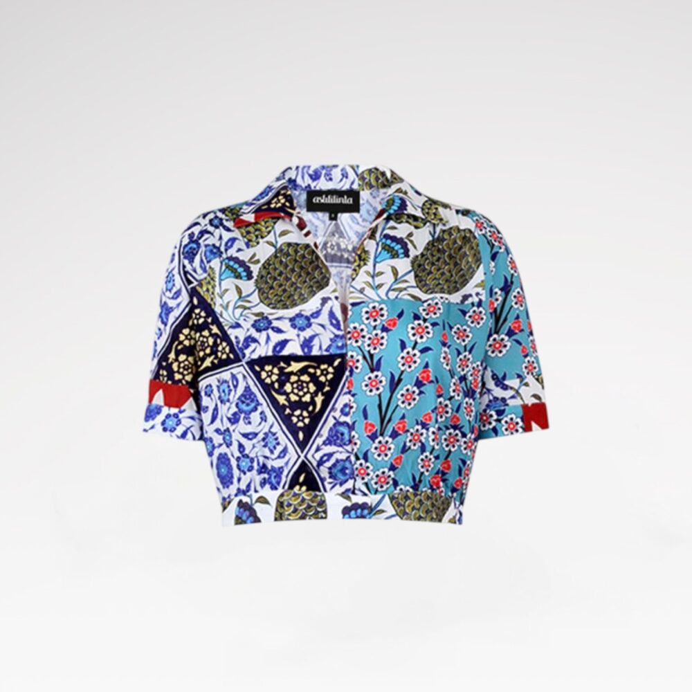 Mosaic-print short sleeve shirt