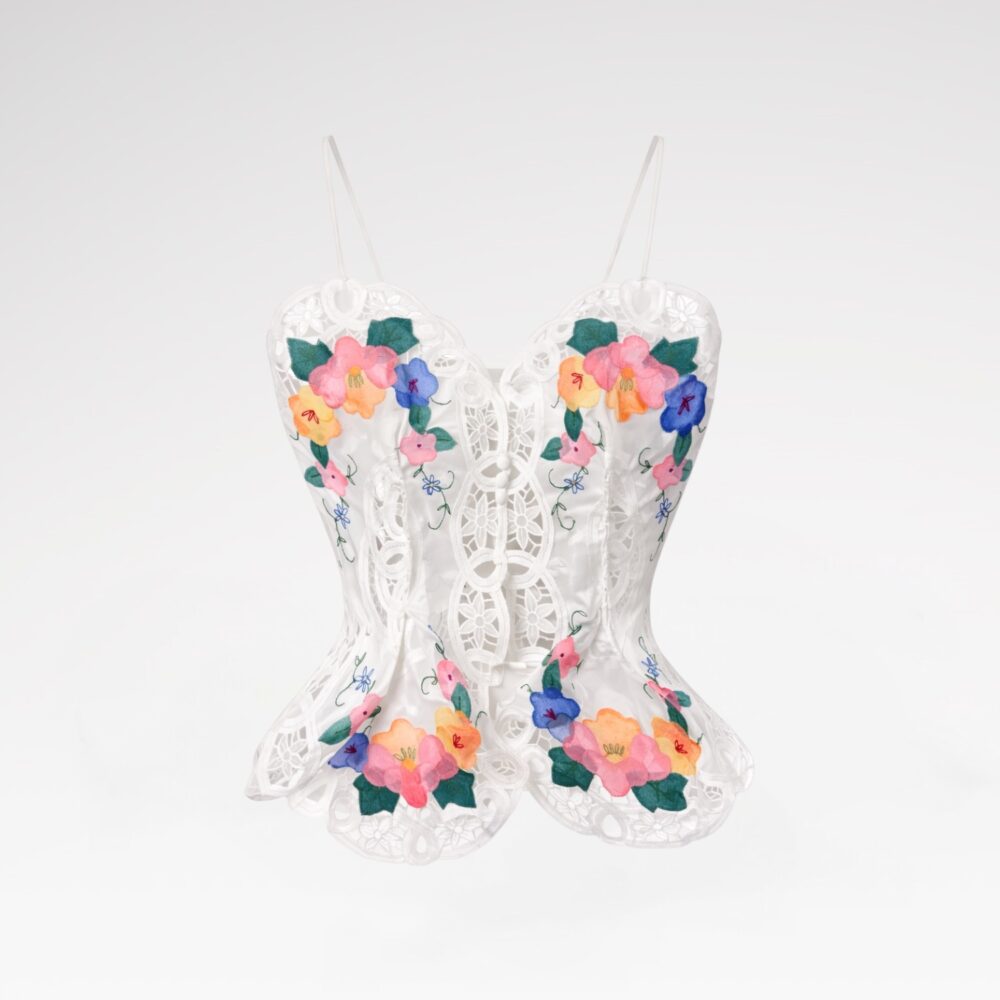 Hand-embroidered lace blouse