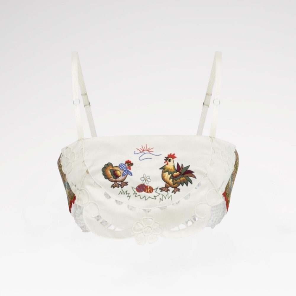 Hand embroidered lace crop top