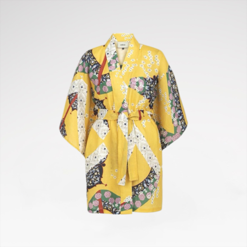 Printed vegan-silk robe