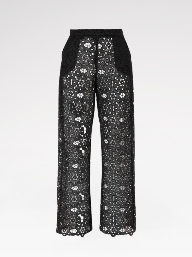Floral Lace Wide-Leg Trousers
