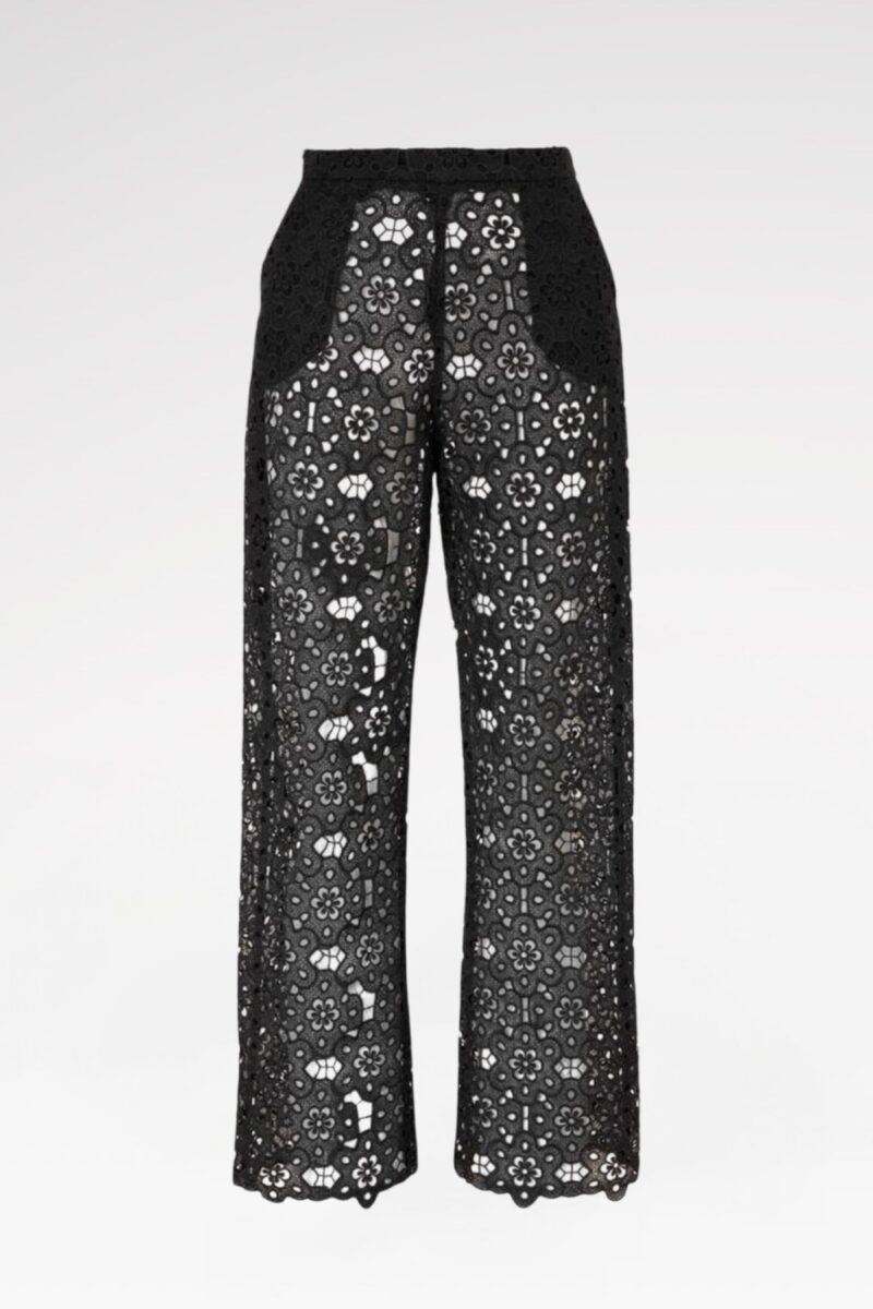 Floral Lace Wide-Leg Trousers