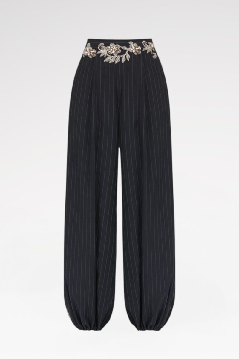 High-Waisted Striped Shalwar Trousers