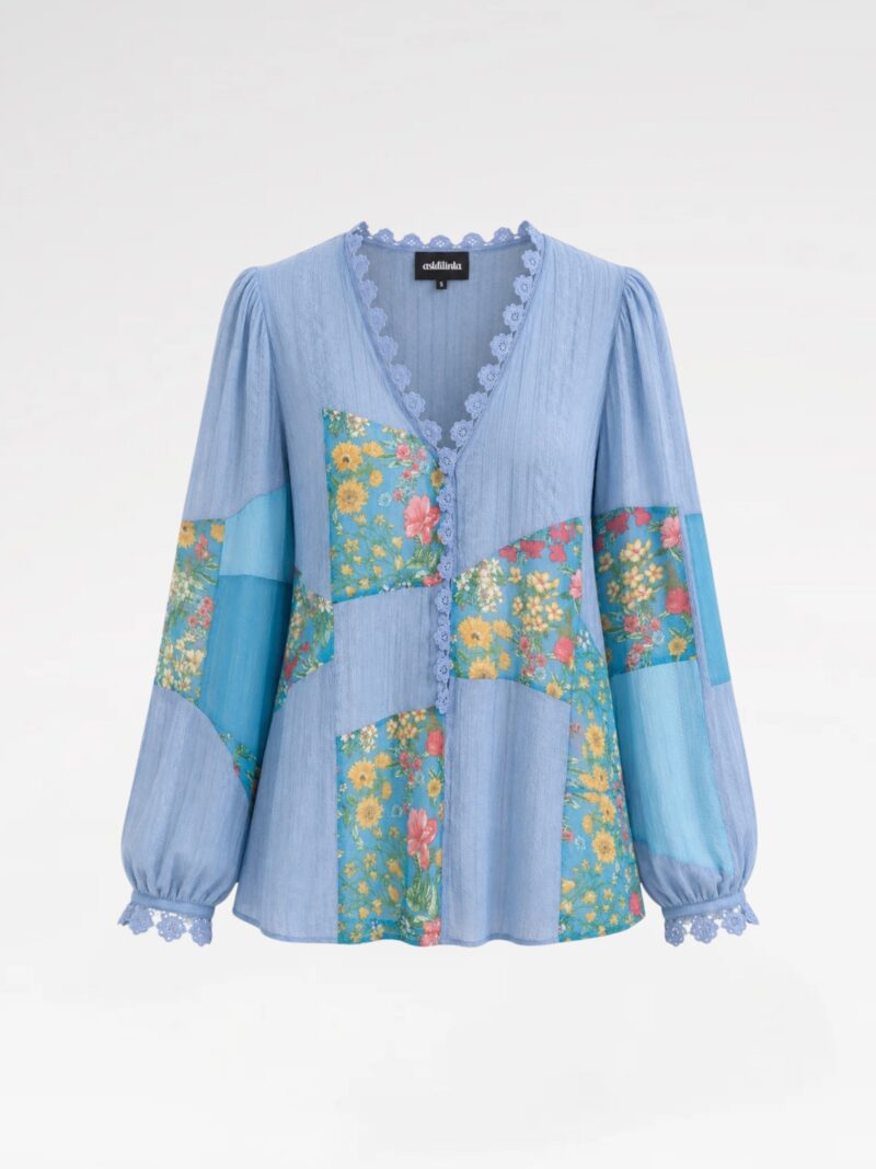 Long Sleeve Patchwork Crochet Blouse
