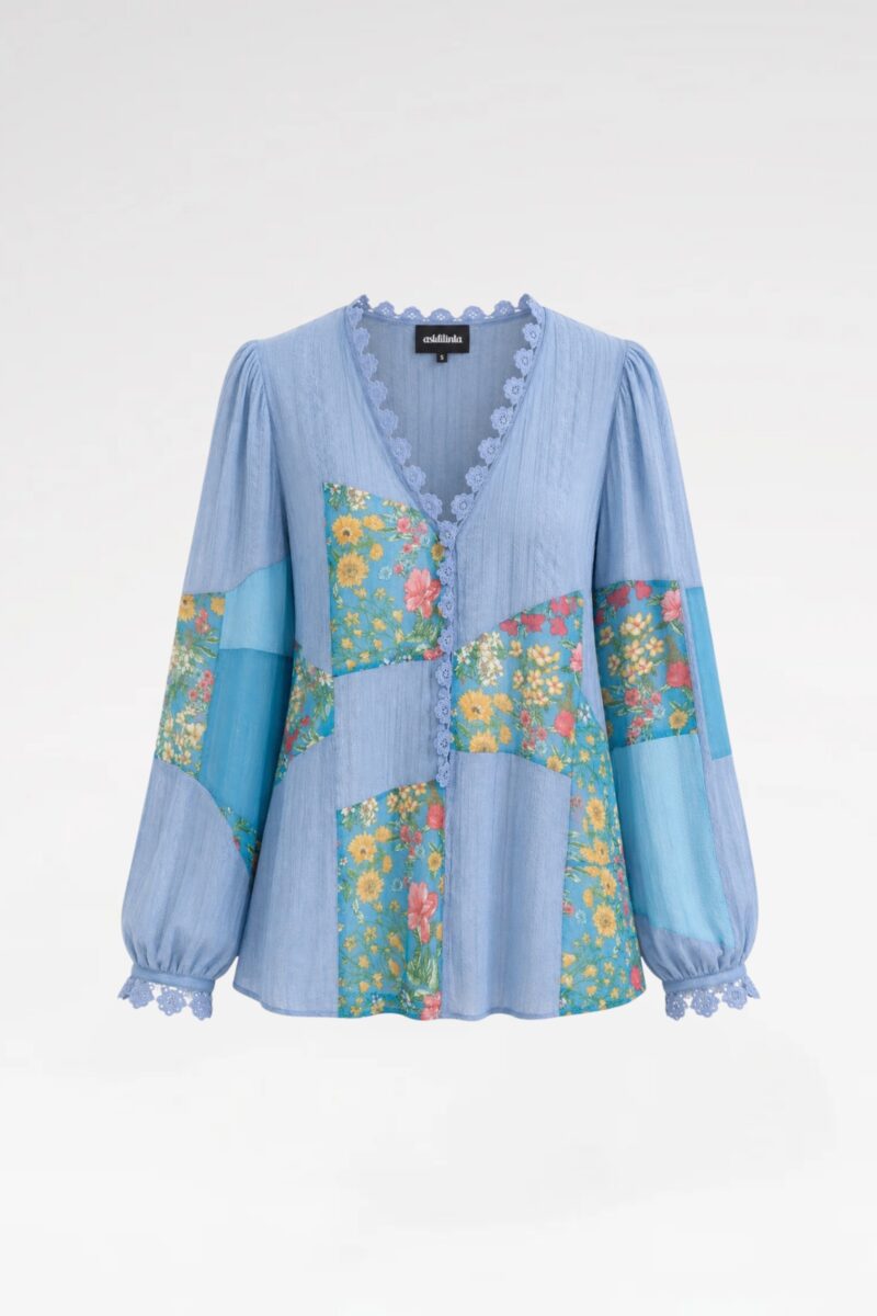 Long Sleeve Patchwork Crochet Blouse