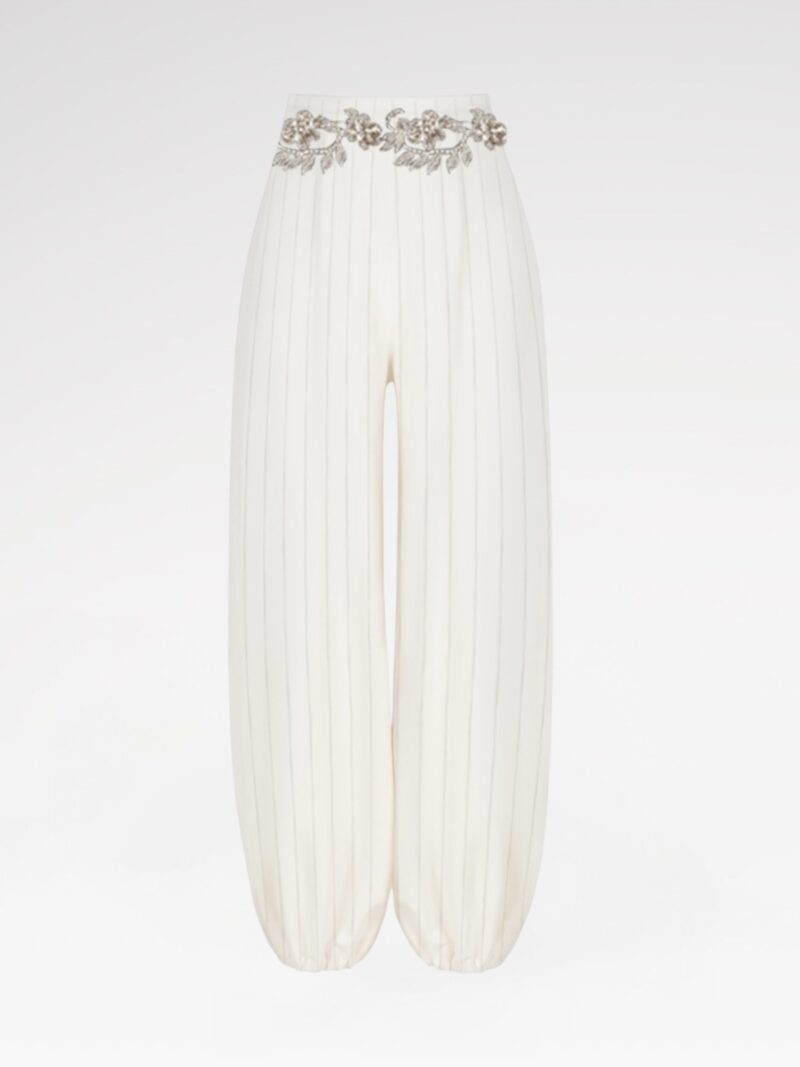 Striped Hand-Embroidered Shalwar Trousers