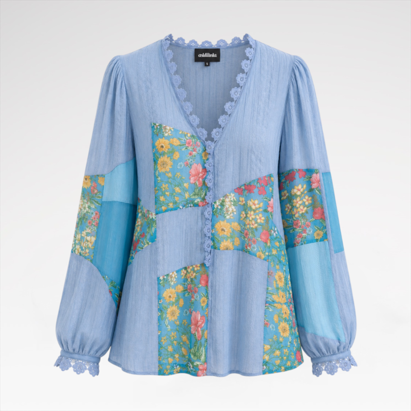 Long Sleeve Patchwork Crochet Blouse