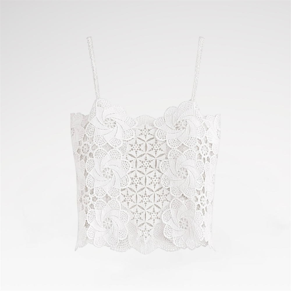 Hand-embroidered lace blouse