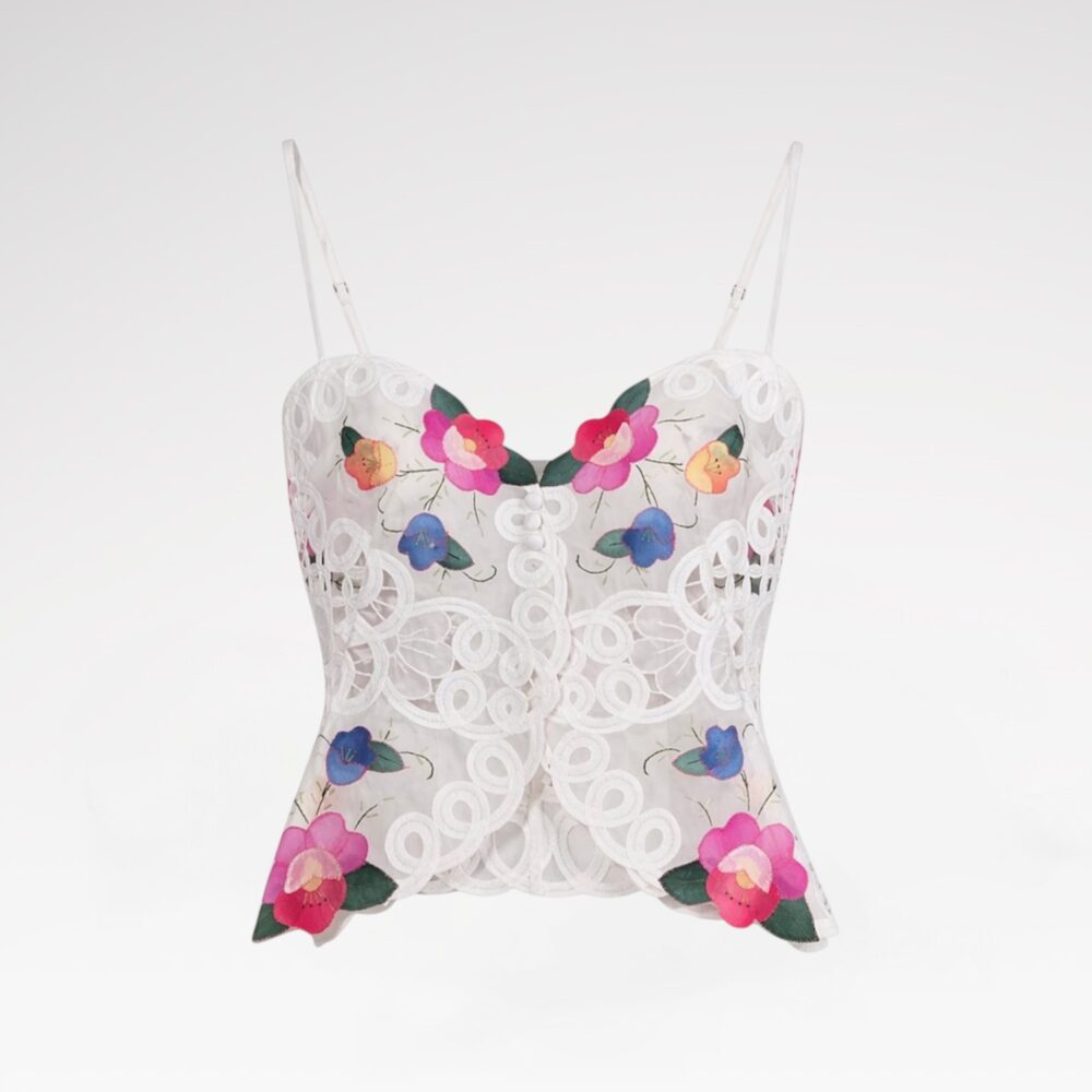 Hand-embroidered lace blouse