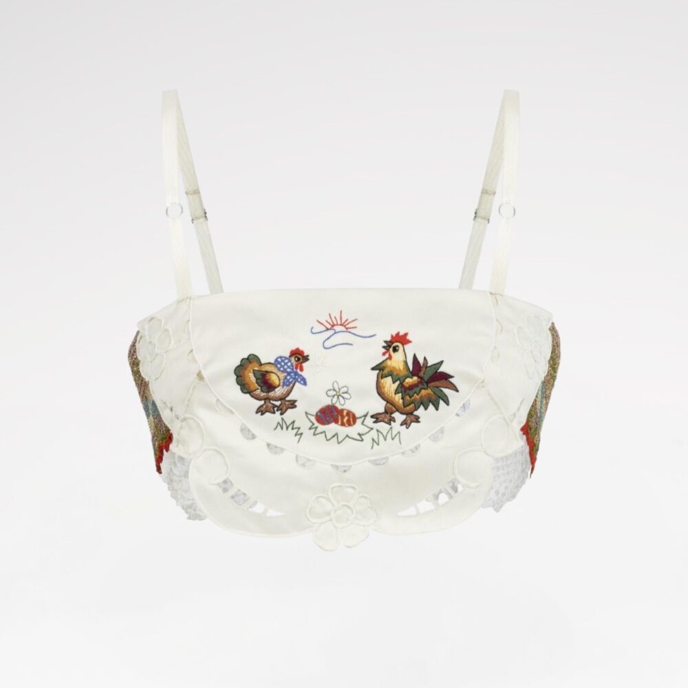 Hand embroidered lace crop top