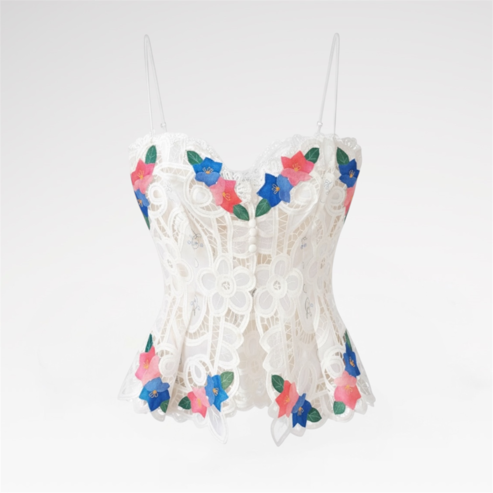 Hand-embroidered lace blouse