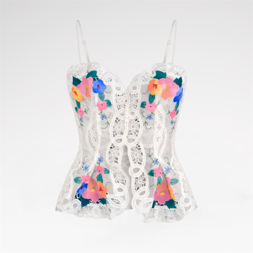 Hand-embroidered lace blouse