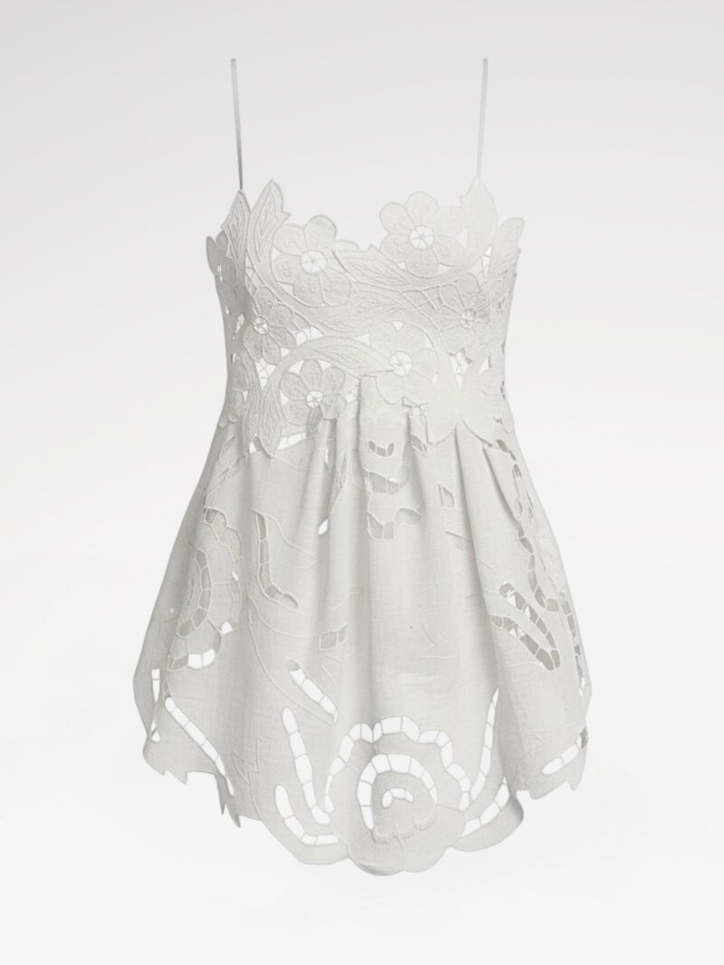 Scalloped Hand-Embrodiered Lace Tunic