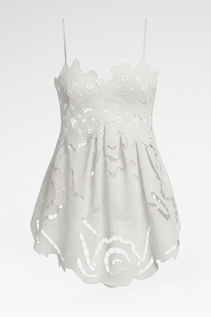 Scalloped Hand-Embrodiered Lace Tunic
