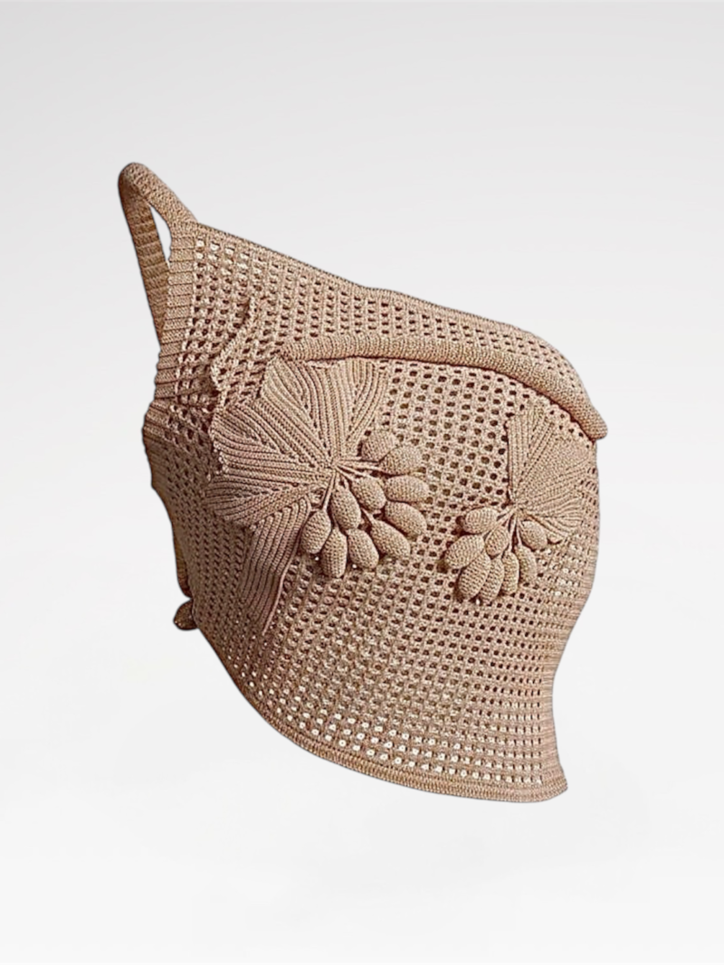 3D Fruit Appliqué Hand-Crochet Knit Top
