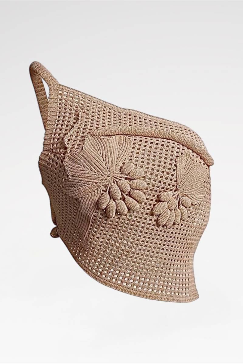 3D Fruit Appliqué Hand-Crochet Knit Top