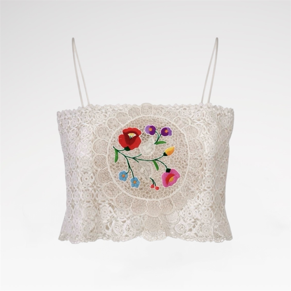 Hand-embroidered lace blouse