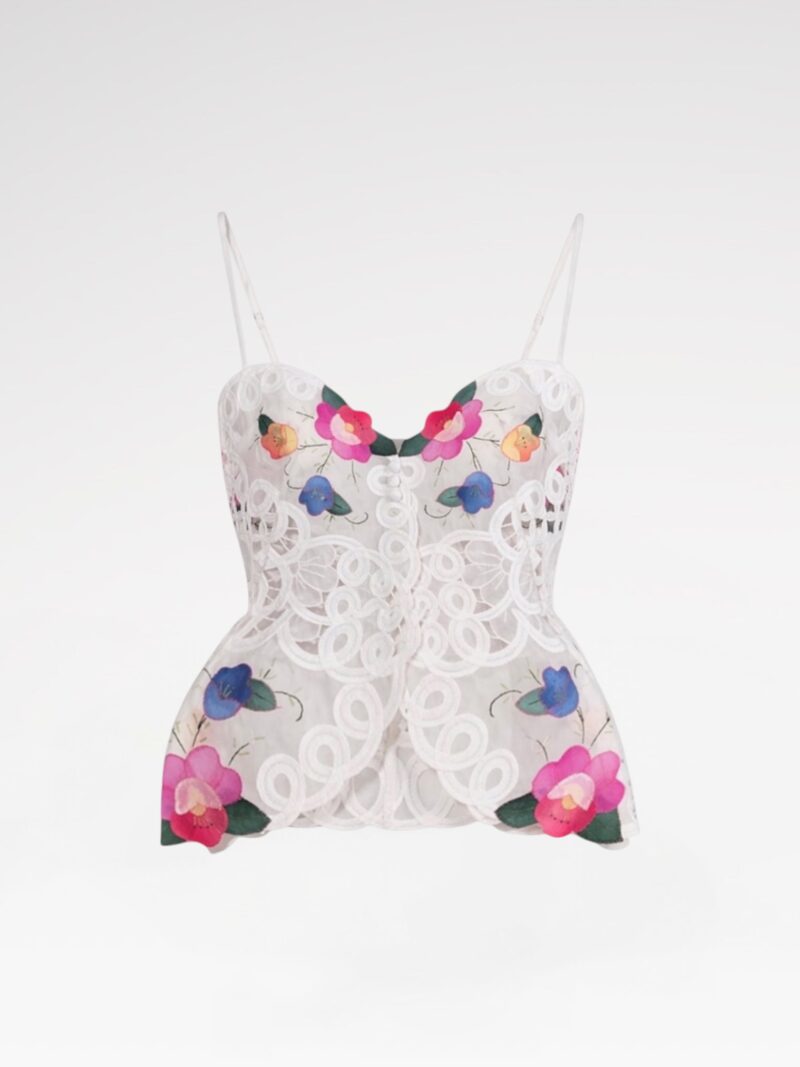 Floral Appliqué Lace Bustier
