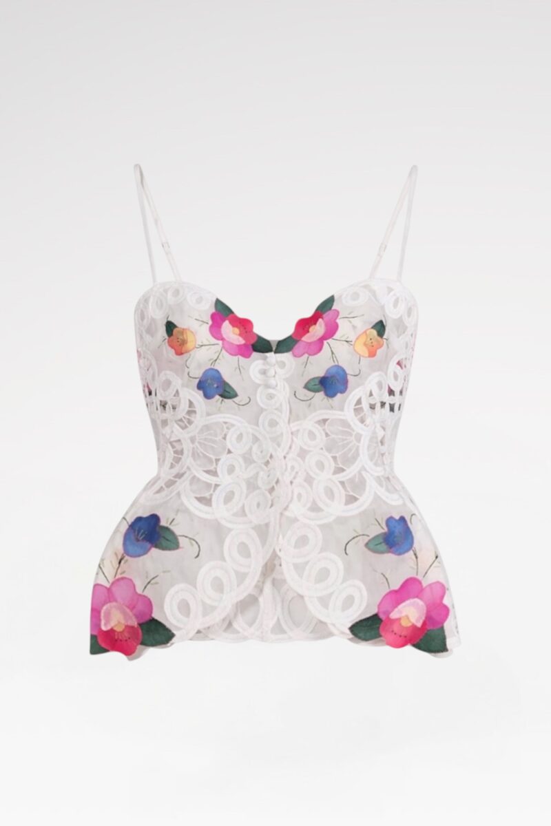 Floral Appliqué Lace Bustier