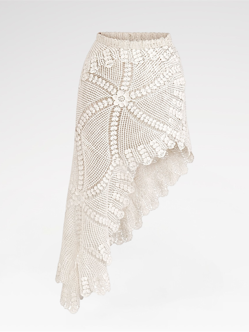 Asymmetric Crochet Midi Skirt