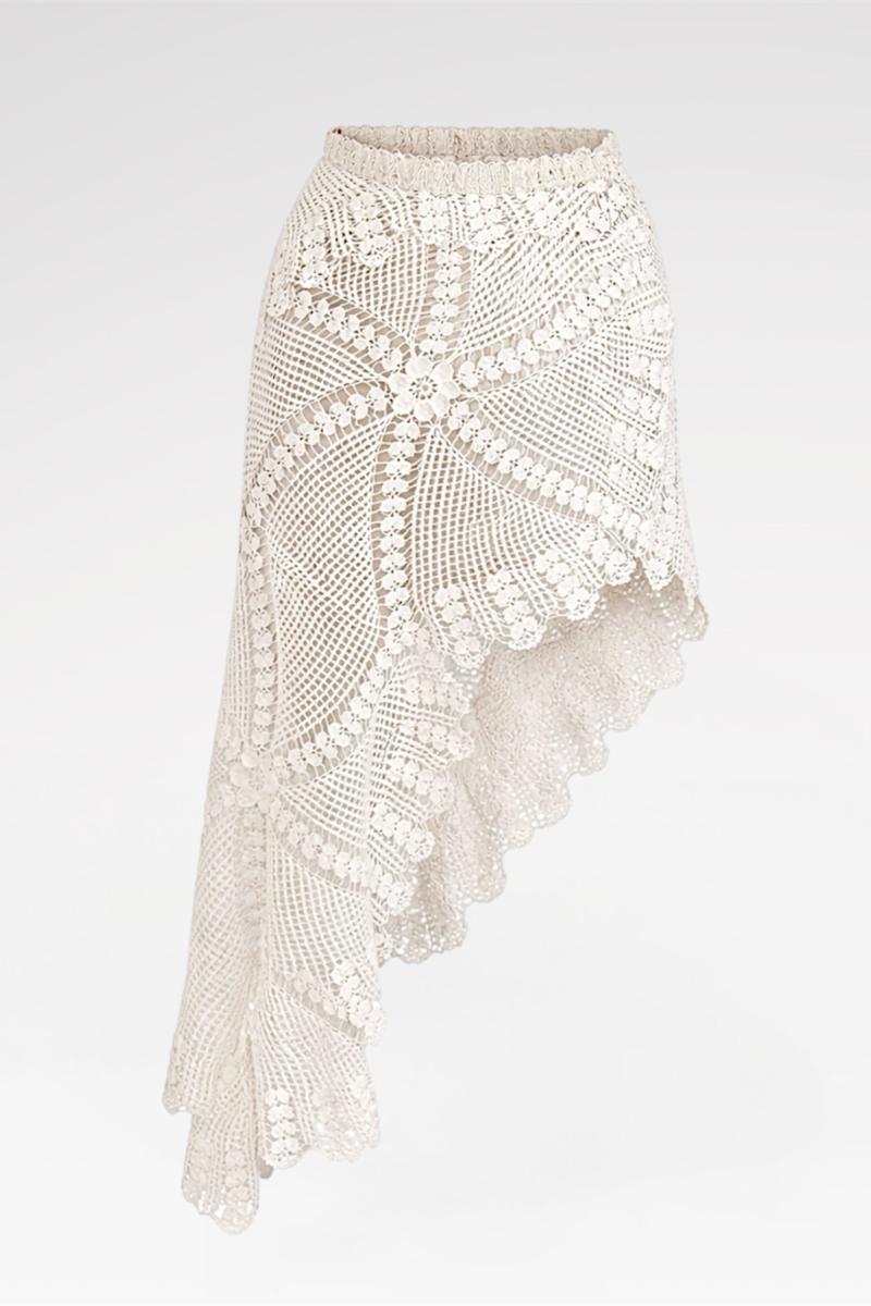 Asymmetric Crochet Midi Skirt