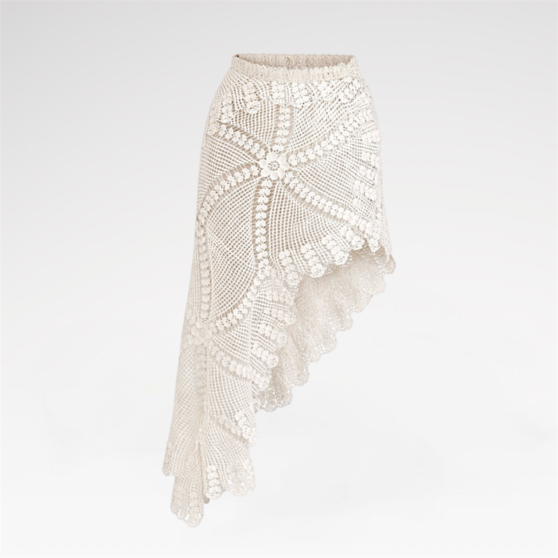 Asymmetric Crochet Midi Skirt