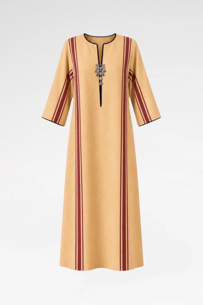 Hand-Crocheted Trim Kaftan Dress