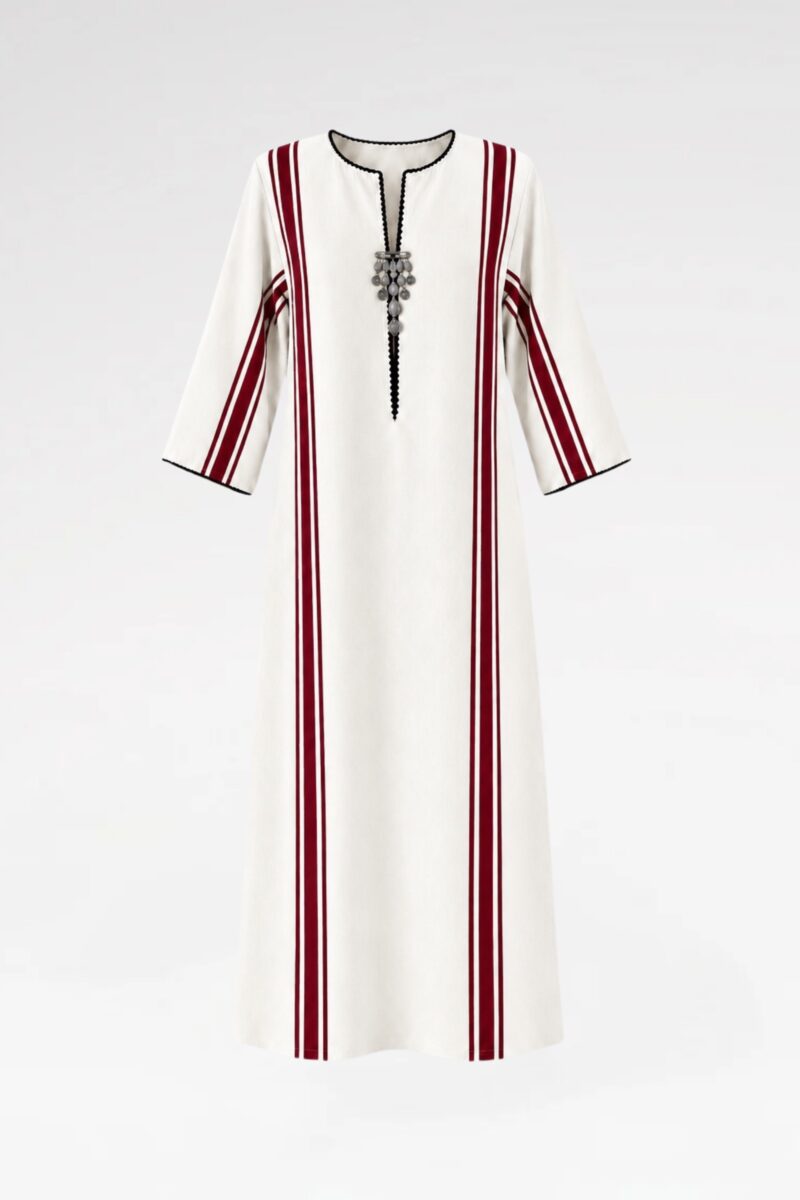 Kaftan Dress with Woodblock Print