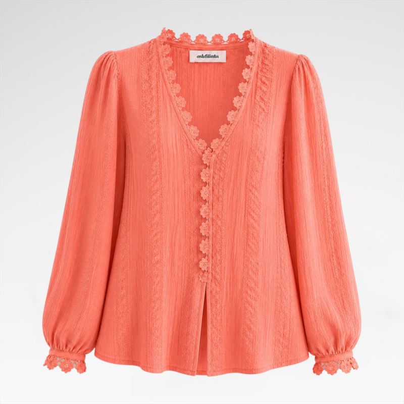 Floral Crochet-Trim Shirt