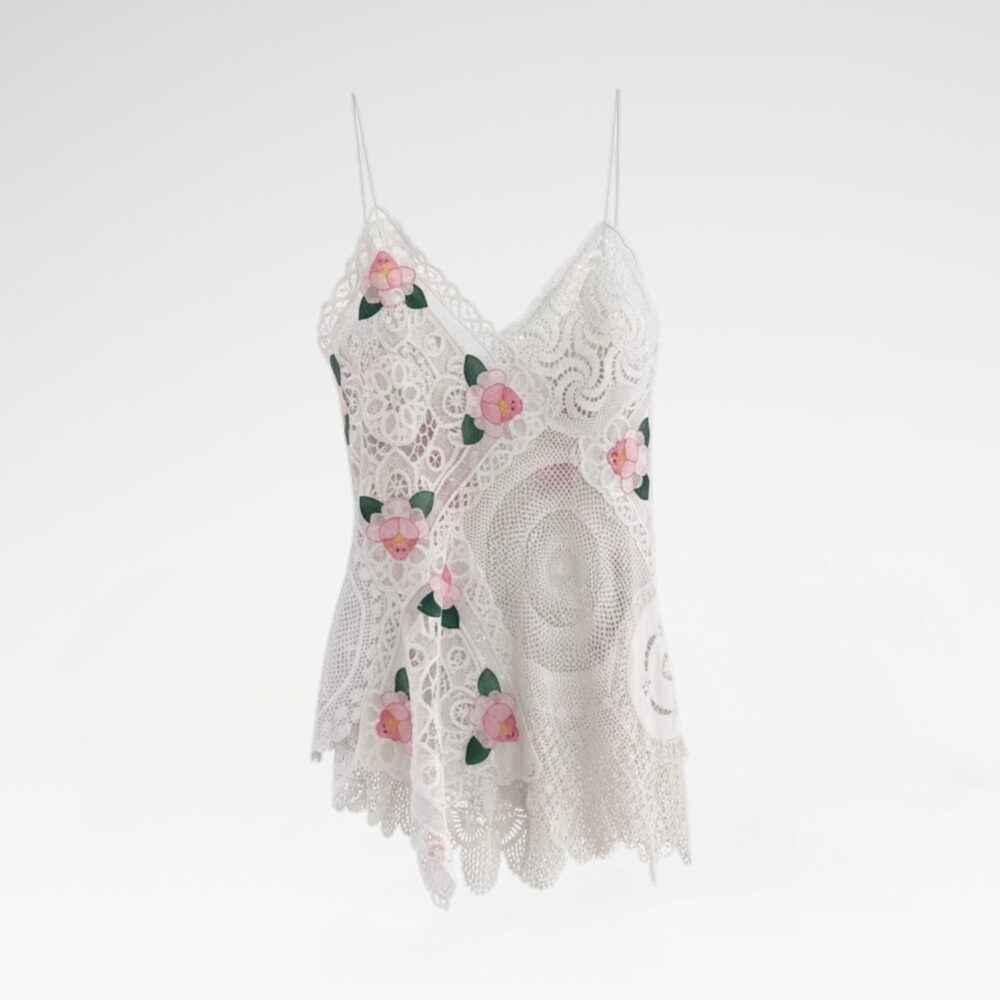 Hand-embroidered lace tunic