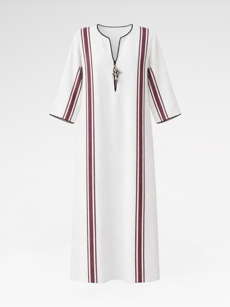 Kaftan Dress with Woodblock Print