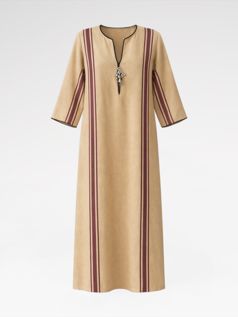 Hand-Crocheted Trim Kaftan Dress