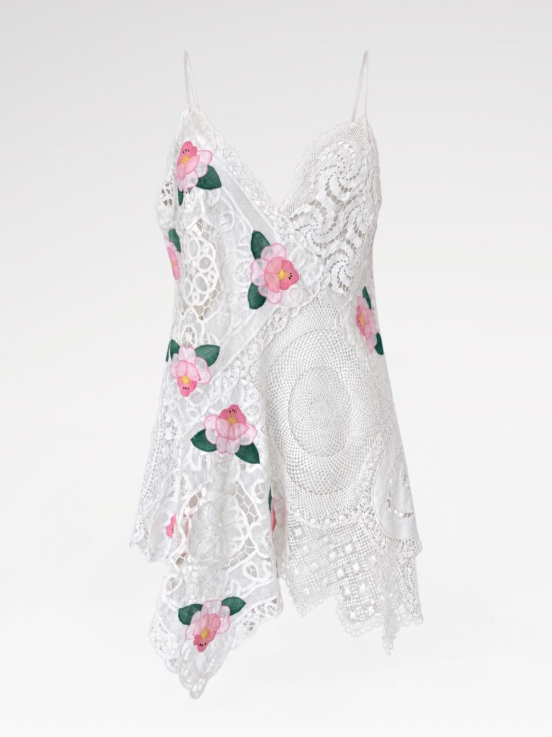 Rose-Embellished Crochet Tunic