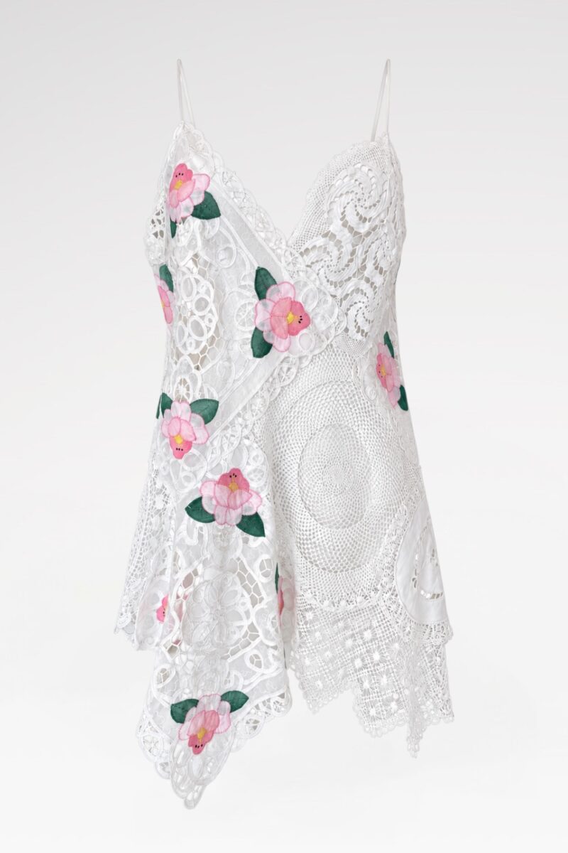 Rose-Embellished Crochet Tunic