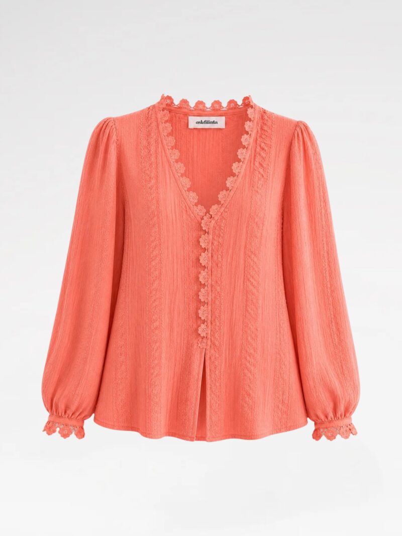 Floral Crochet-Trim Shirt