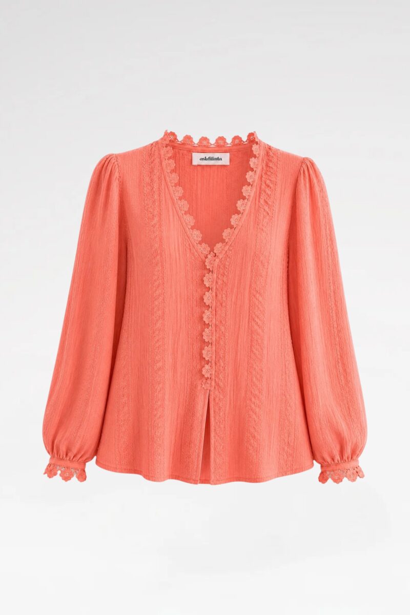 Floral Crochet-Trim Shirt