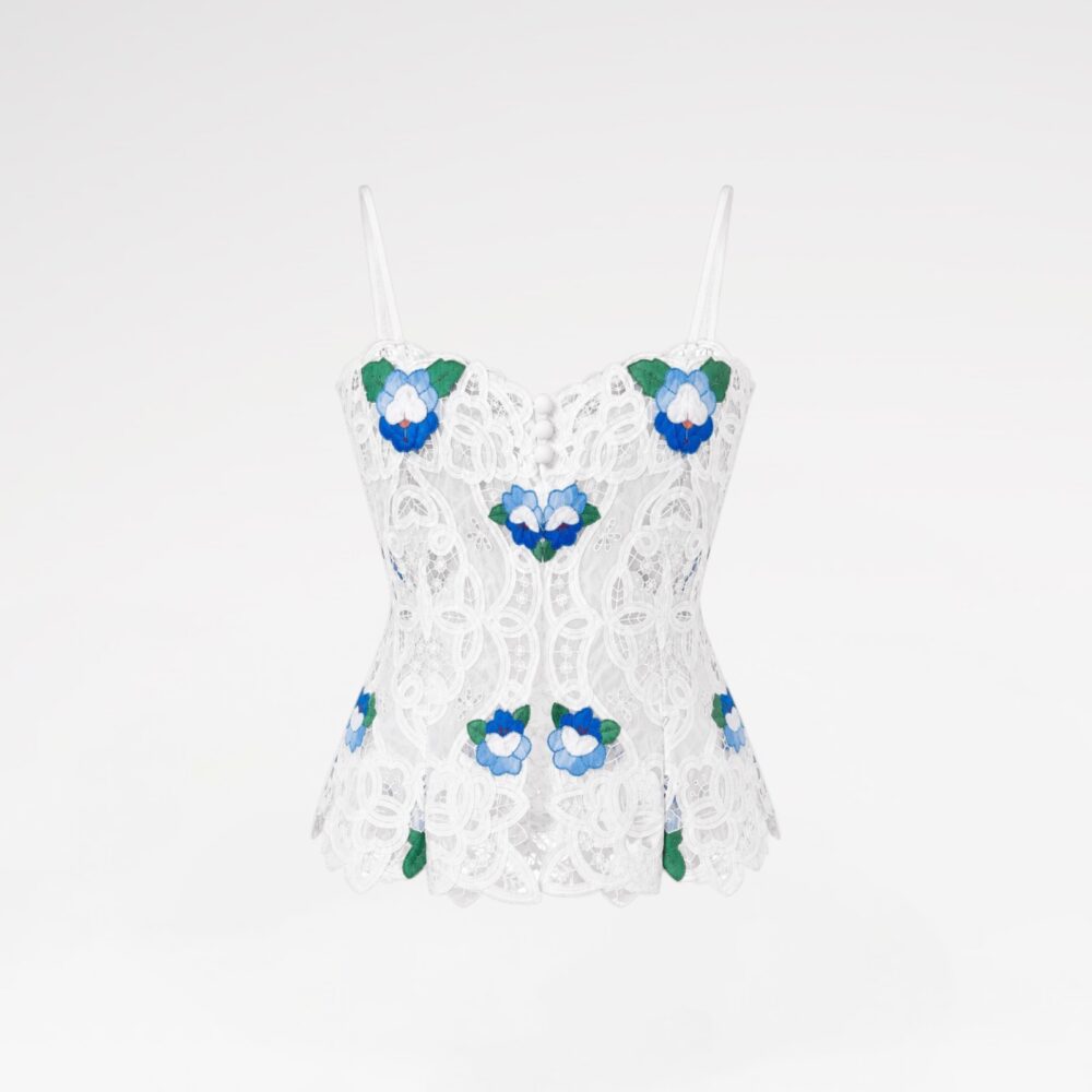 Hand-embroidered lace blouse