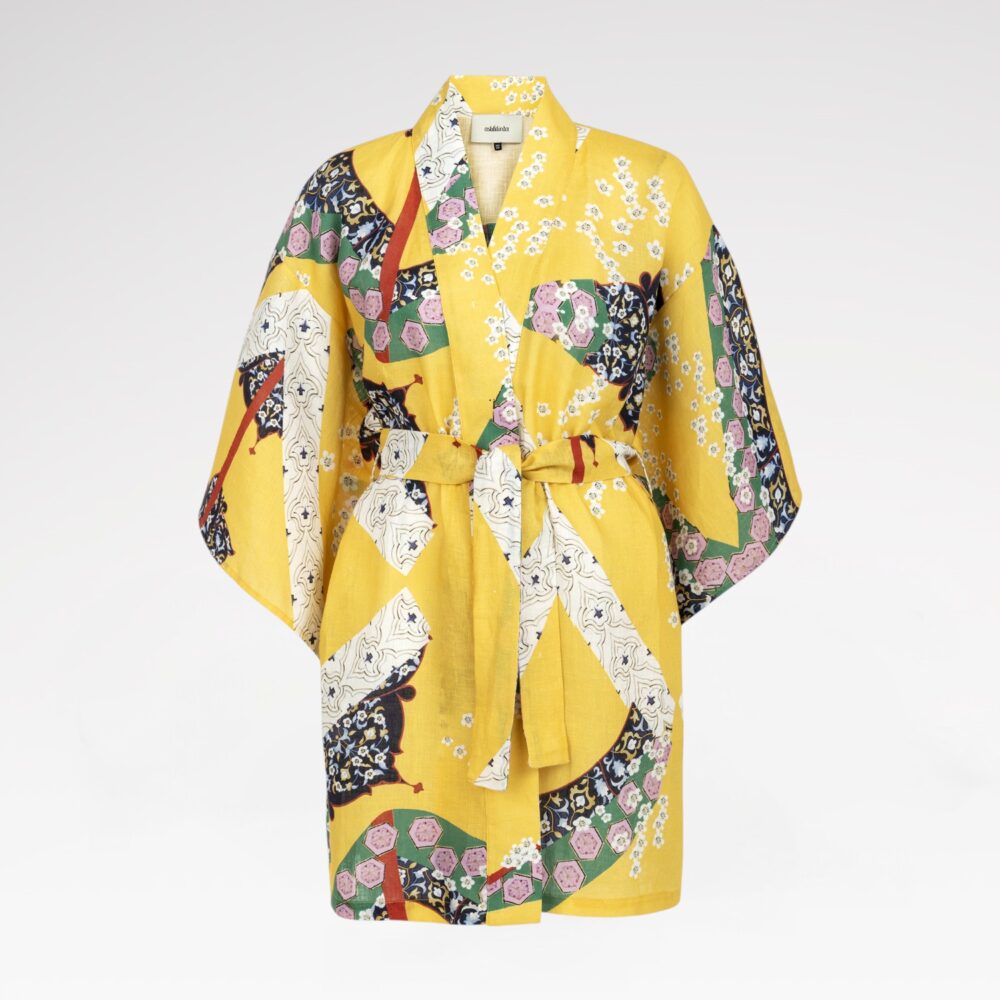 Printed vegan-silk robe