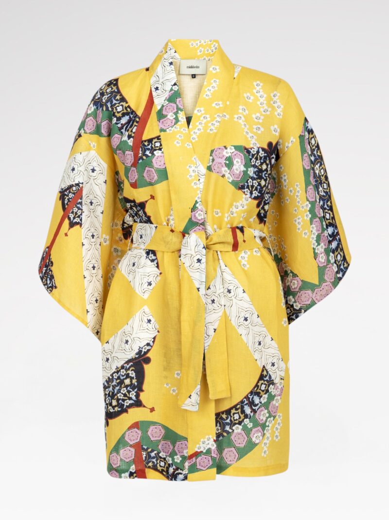 Printed vegan-silk robe