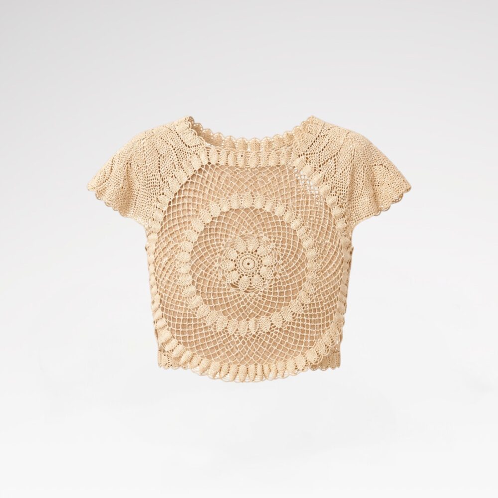 Hand-embroidered lace blouse