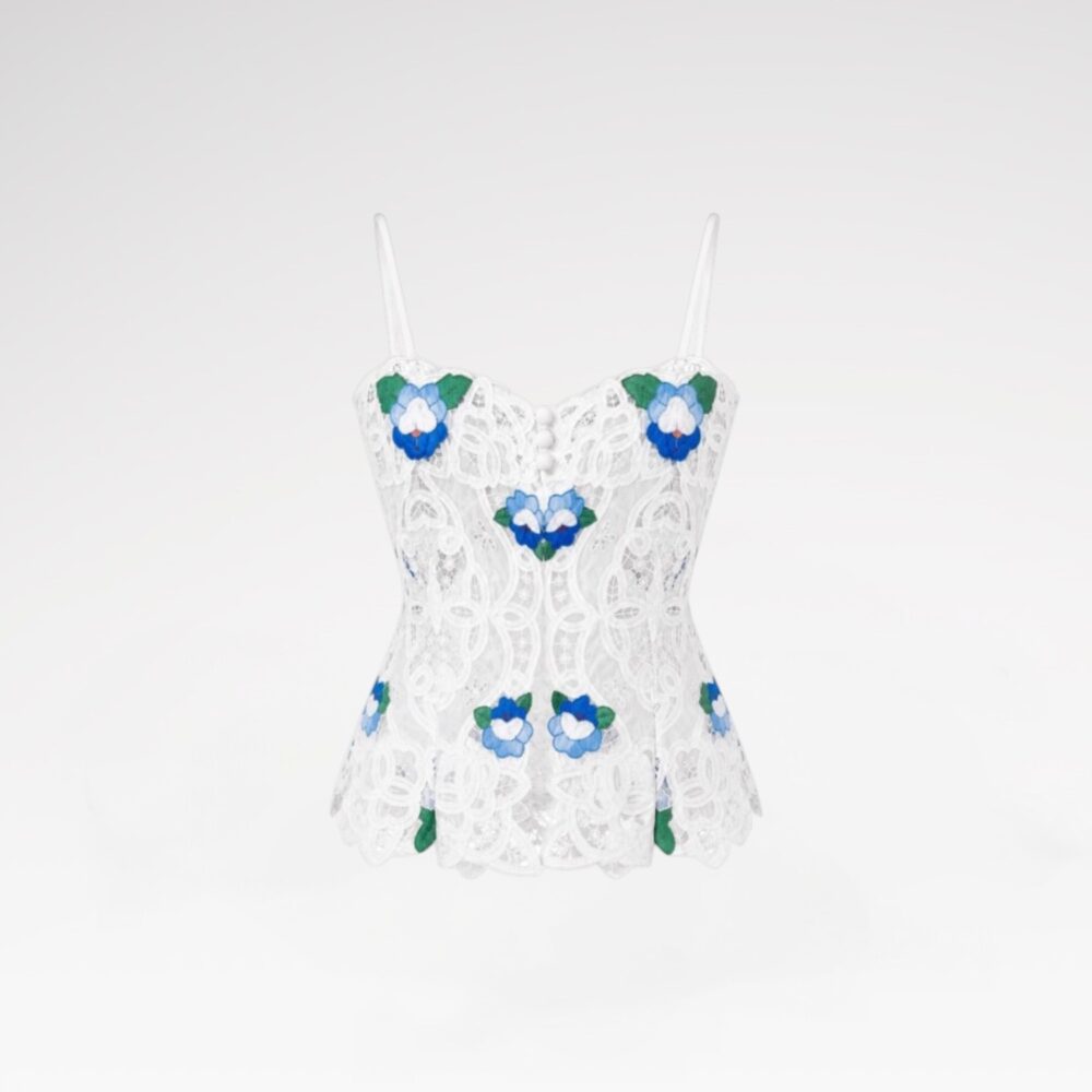 Hand-embroidered lace blouse