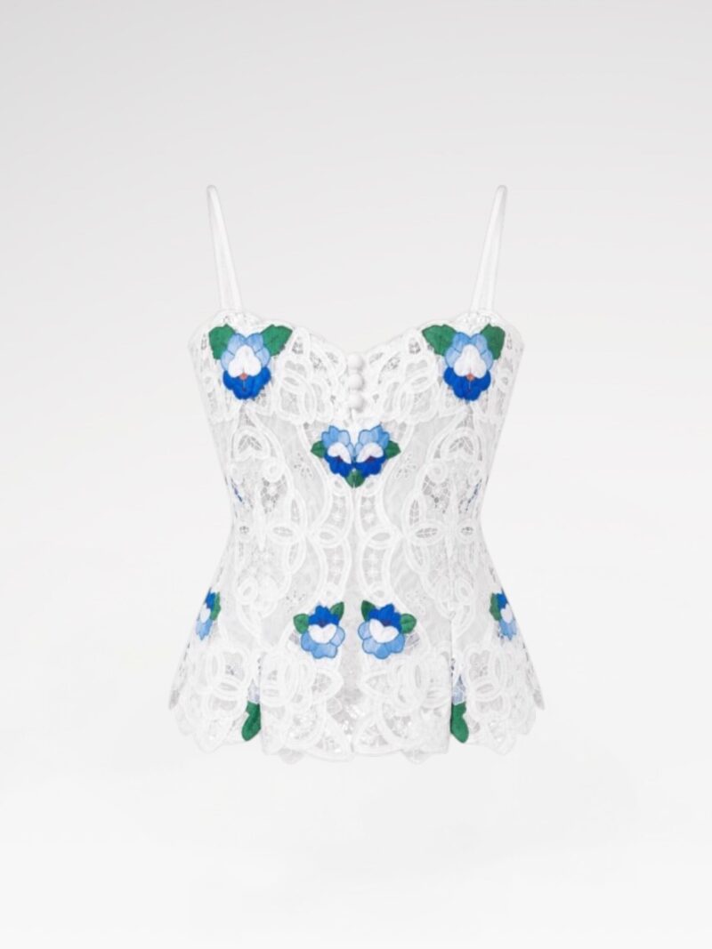 Floral Embroidered Lace Bustier