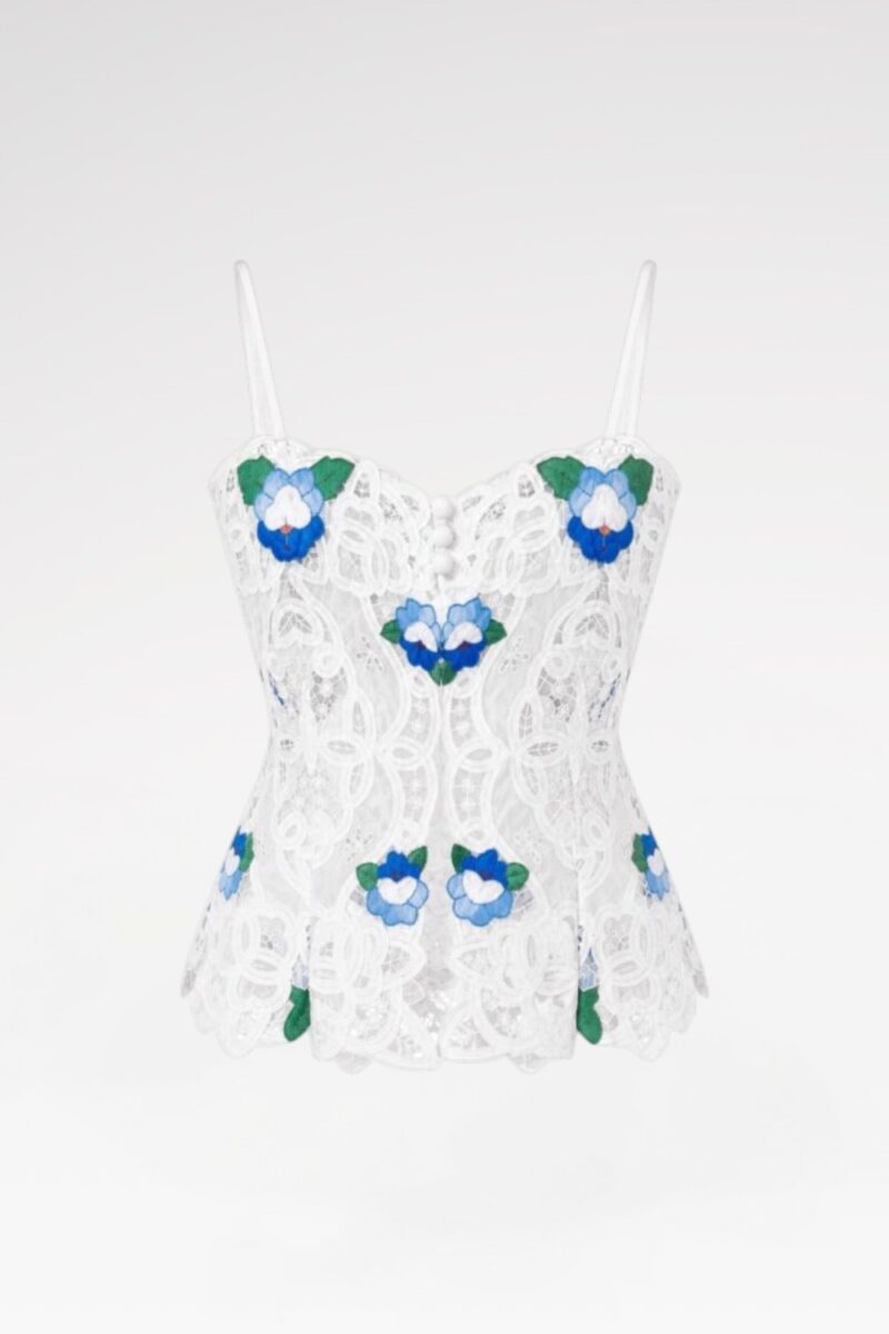Floral Embroidered Lace Bustier