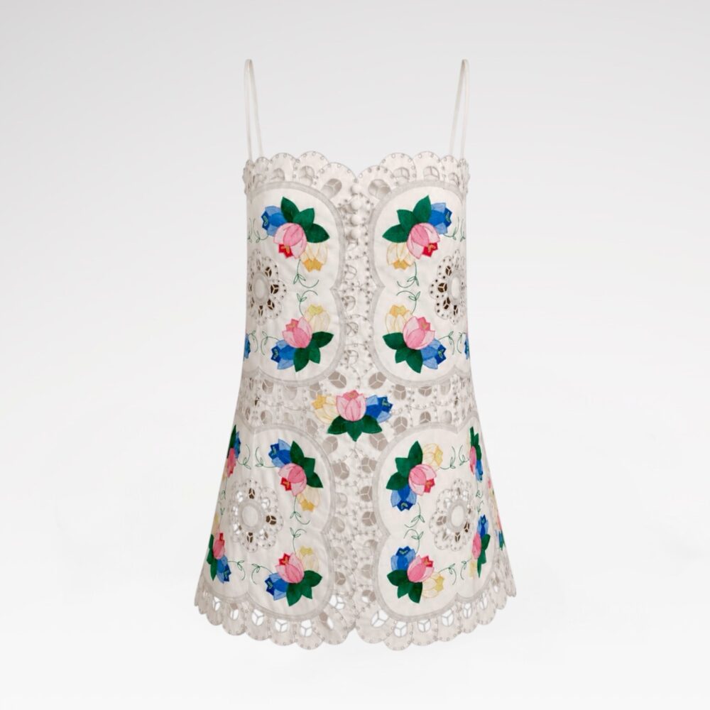 Hand-embroidered lace dress